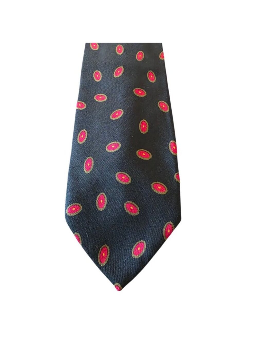 Private Stock Italian Silk Tie Vintage Black Red Gold Medallion Geometric Luxury - Picture 5 of 11